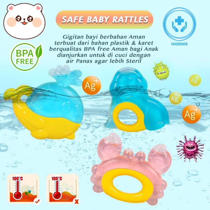 Teether Water, Mainan Gigitan Bayi Isi Air BPA Free