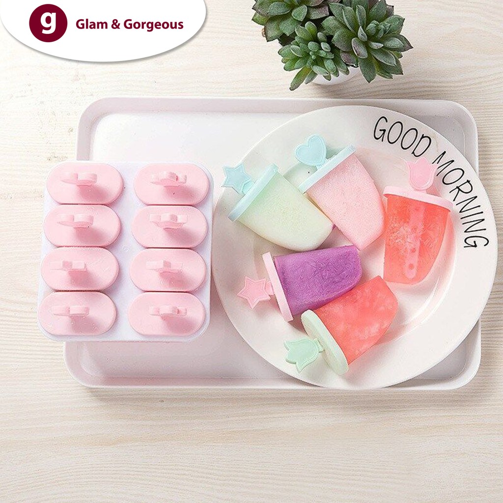 Cetakan Es Krim Lolipop isi 8 Persegi Motif bunga Bubblewrap - IT003