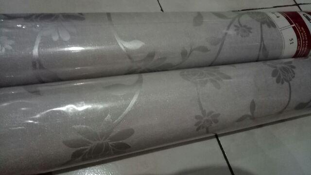 Wallpaper Dinding Serat Tekstur Kayu Cream Abu Coklat Elegan