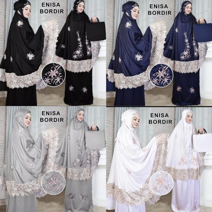 Mukena Dewasa Wanita Bordir Premium Khadijah Traveling Jumbo Free Tas