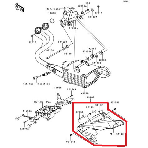 Undercowl / Fairing Bawah Kawasaki ER6N Original, Ready Stock