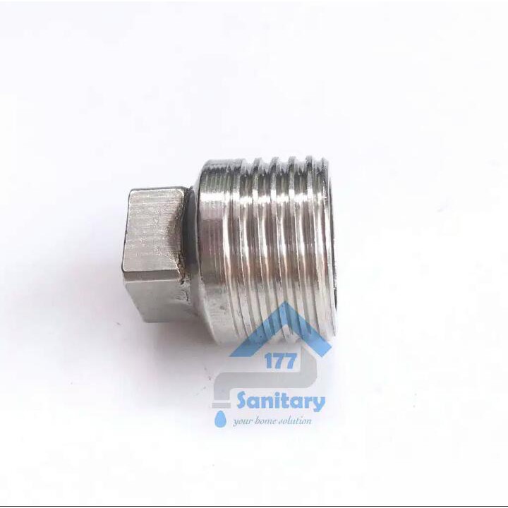 Tutup Dop 1/2 Inch Drat LUAR STAINLESS 304 Ss111x - Penutup pralon Pipa Dof Sambungan 0.5 Inc K06A