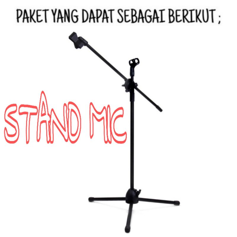 Paket 1 Mic Kabel SHURE / 20 Meter Kabel Mic Canon To Canon / 1 Stand Mic