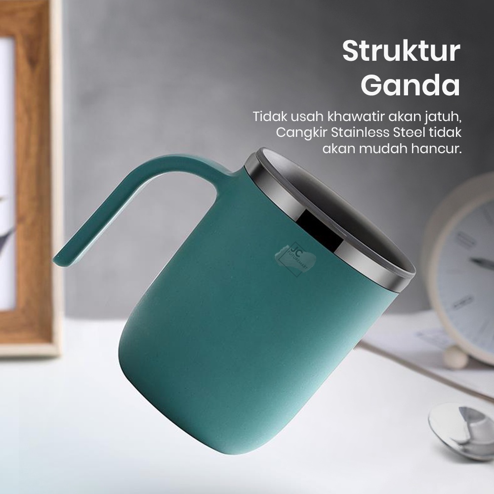 CANGKIR GELAS KOPI TEH STAINLESS 300ML MUG LEAK PROOF - G06005