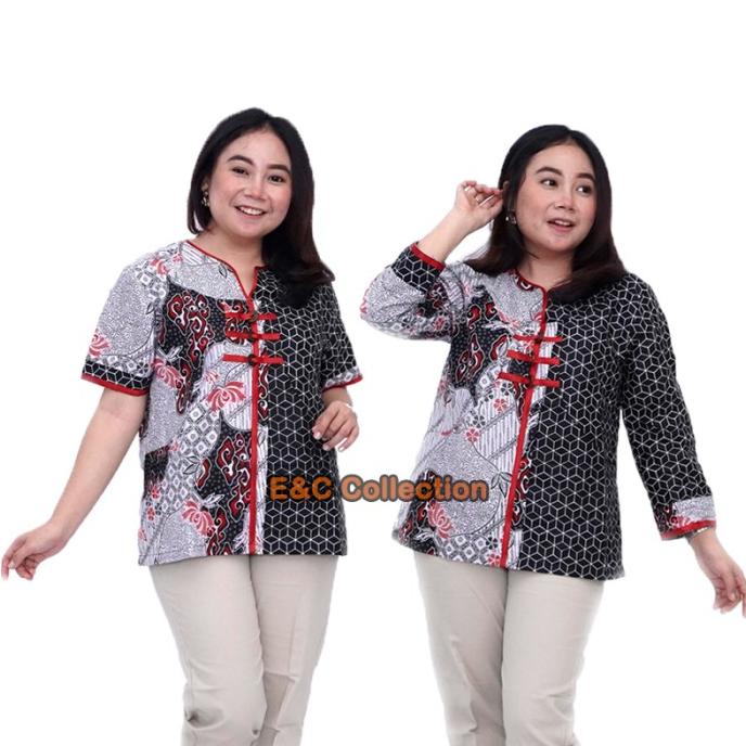 Blouse Batik Kraton Kotak - Atasan Batik Wanita Blouse Big Size Termurah