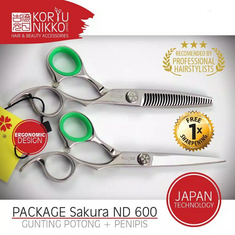 

Koryu Nikko Scissors - Paket Gunting Sakura ND 600 - Silver