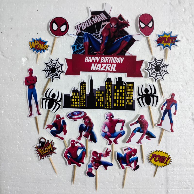 Topper kue ulang tahun / hiasan kue ulang tahun / topper karakter SPIDERMAN