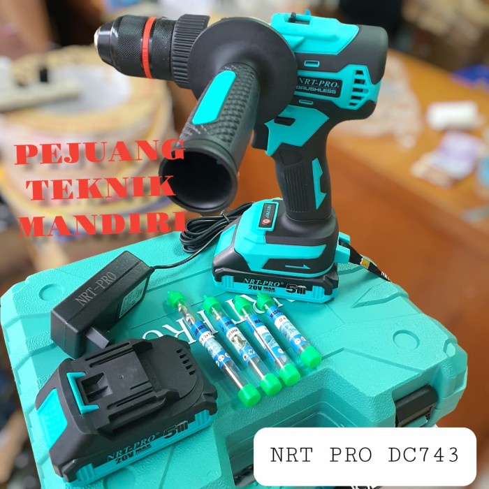 Produk Terbaru Bor Cordless Nrt Pro Dc 743 Set Brushless Impact Drill / Nrt Pro 743Dc