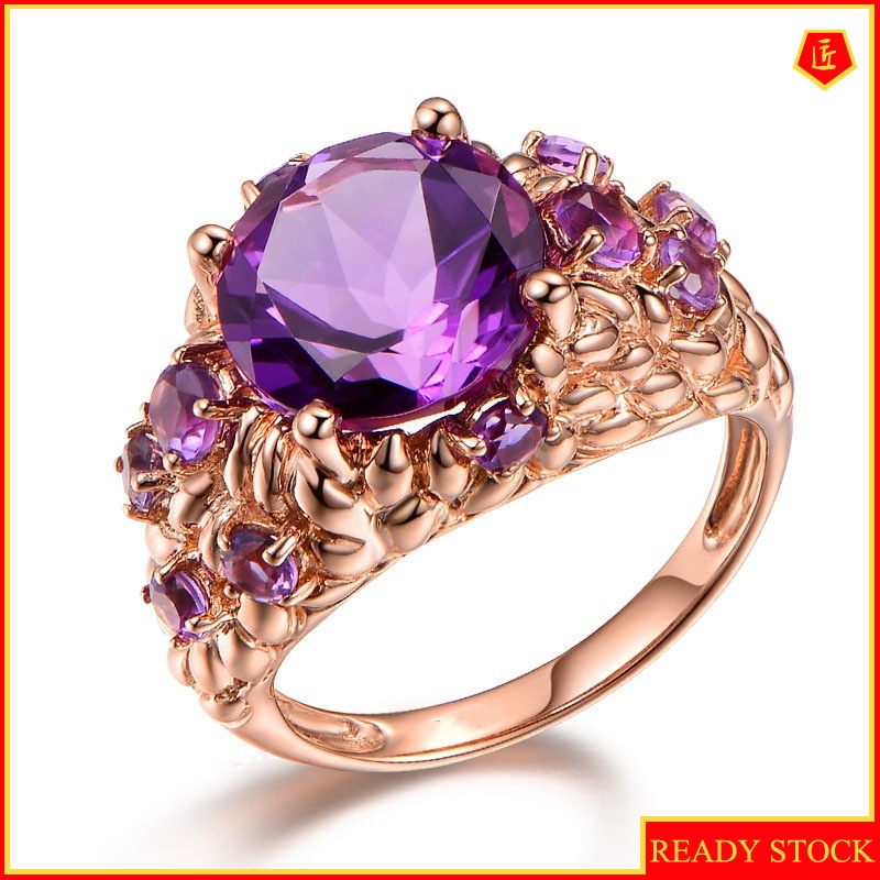 [Ready Stock]Luxury Elegant Natural Amethyst Ring for Women