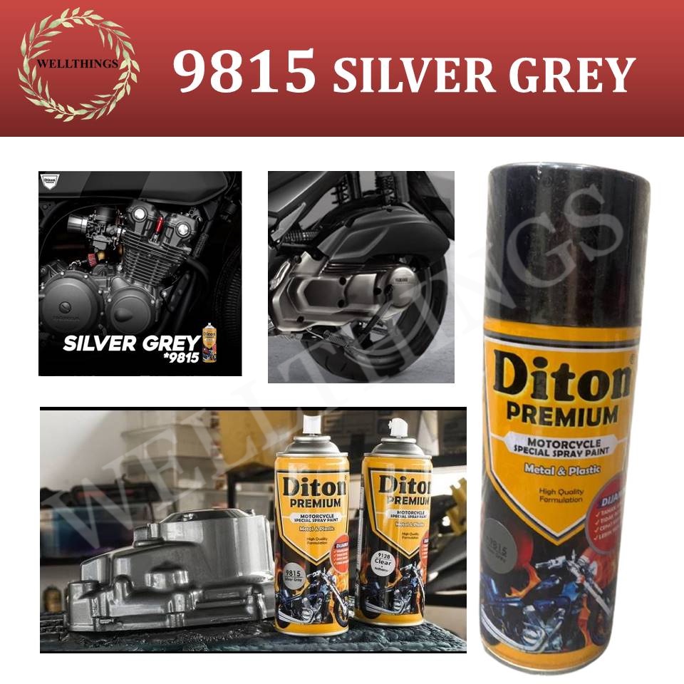 Cat Pilox Diton Premium SILVER GREY 9815 warna perak abu bagian mesin velg sepeda motor mobil pylox