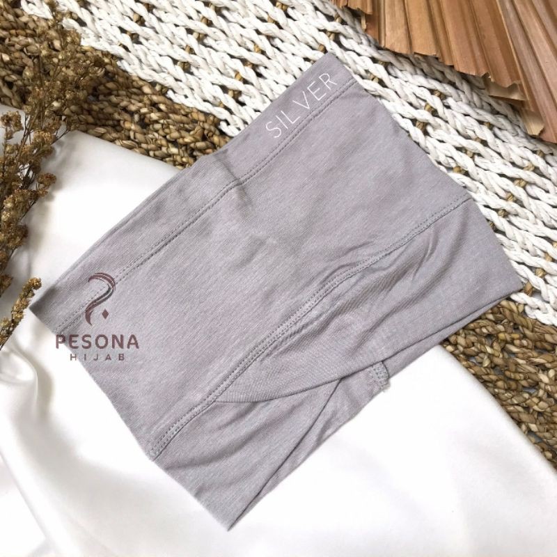 CIPUT BANDANA SILANG PREMIUM 2 SISI (MENYAMARKAN WAJAH BULAT)-silver