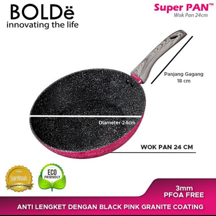 BOLDe Super Pan WOK 24cm BLACKPINK / BOLDe 24cm WOK BLACK PINK