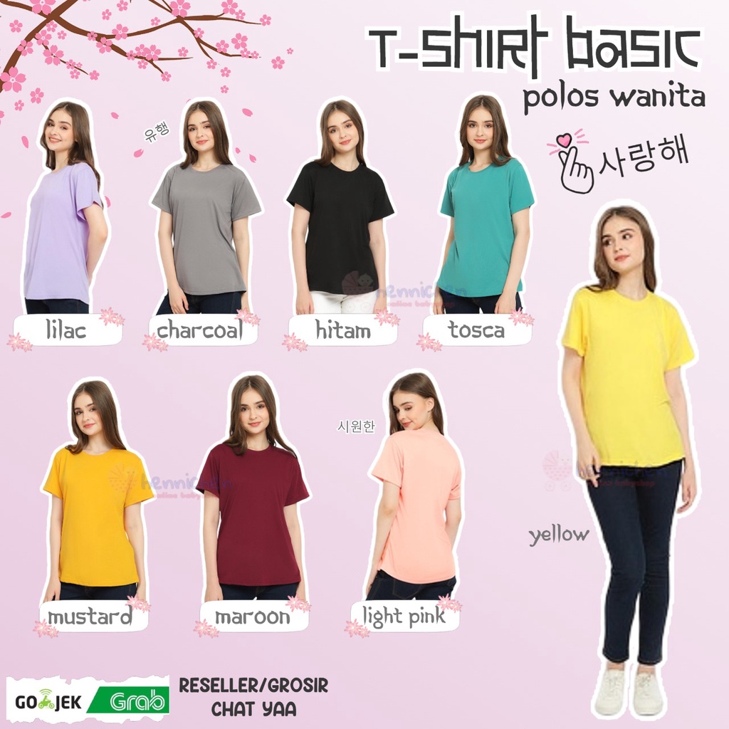 Tshirt Basic Polos Atasan Dewasa Kaos remaja perempuan polos - WOMEN