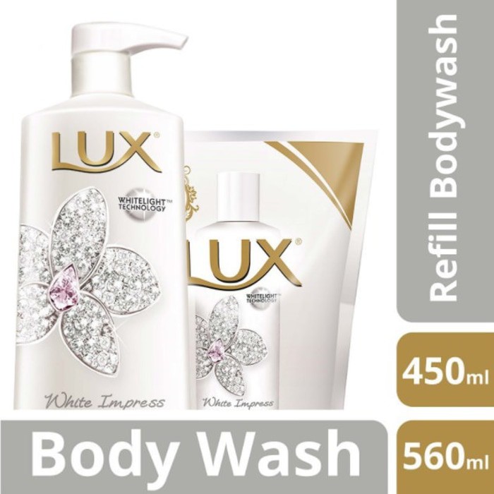Lux Sabun Kecantikan White Impress Pump 560ml Refil 450ml Unilever