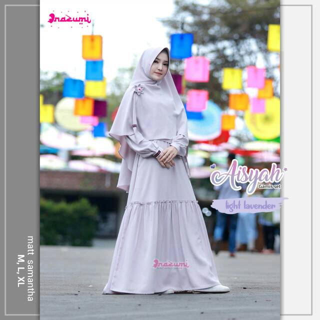 Nazumi Aisyah Gamis Set Hijab LIGHT LAVENDER Ori / Gamis Nazumi/Nazumi Gamis/Gamis Busui/Gamis Polos