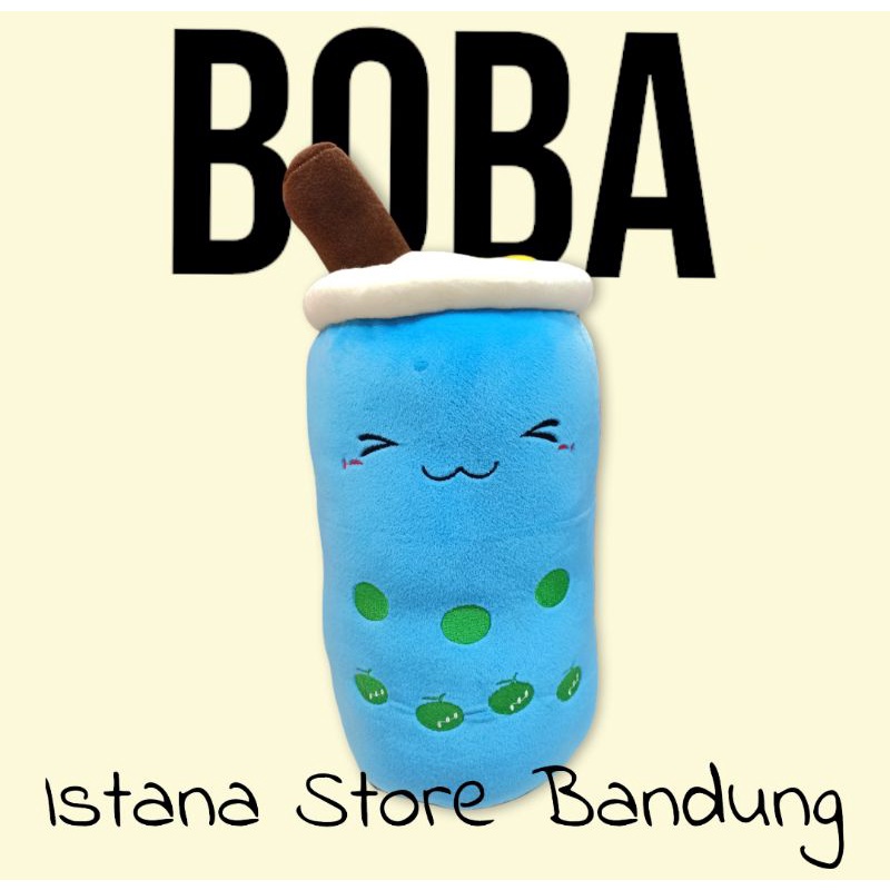 Boneka Boba Milk Tea Warna Biru Blue Size L 35 CM Label SNI