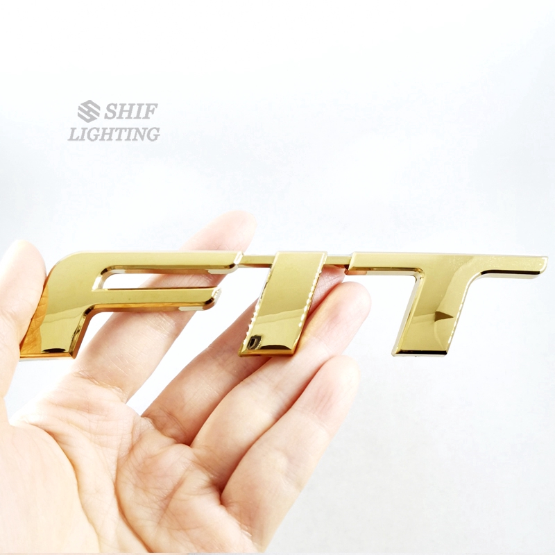 1 x ABS Gold FIT Letter Logo Car Rear Trunk Emblem Sticker Badge Decal Replacement For Honda Fit