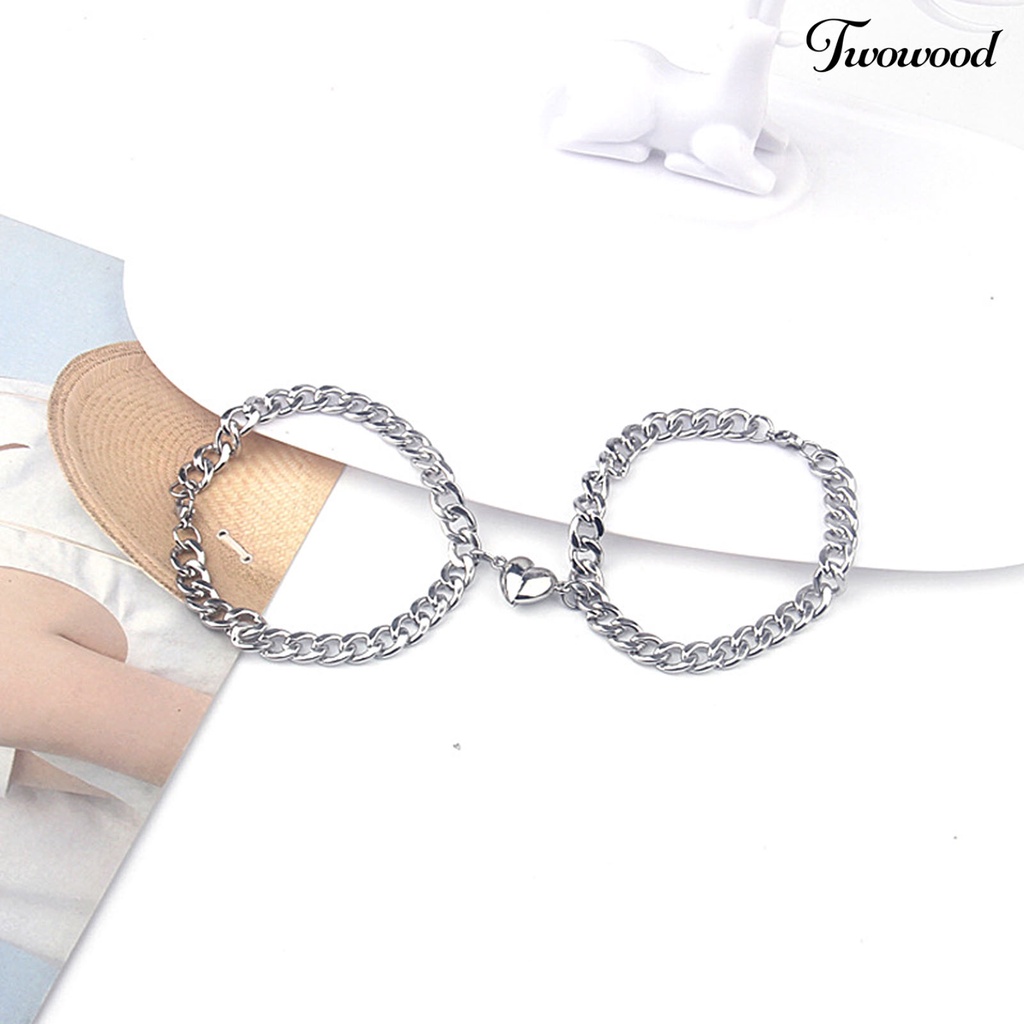 2pcs Gelang Magnetik Adjustable Bahan Stainless Steel Untuk Pesta