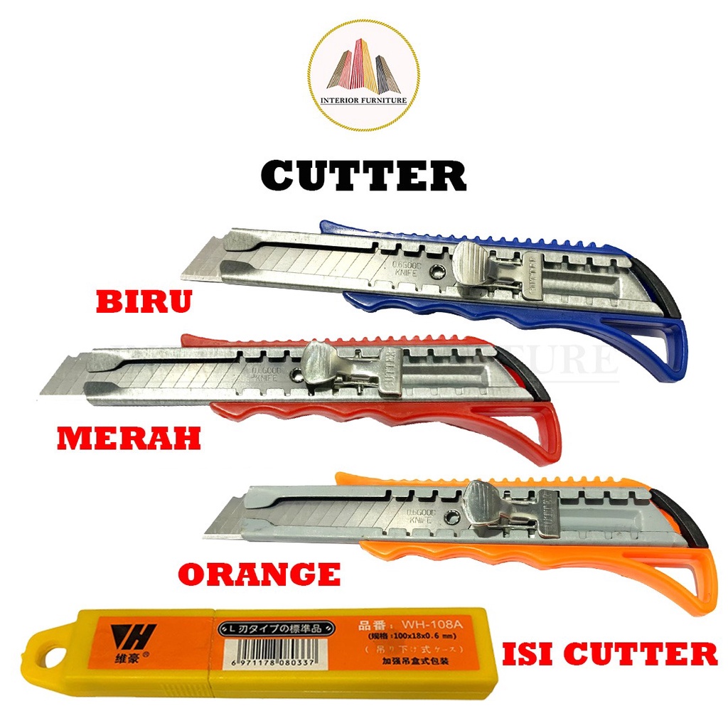 Pisau Cutter Besar / Cutter Pemotong Kertas Besar L-500 &amp; Isi Cutter Besar L150 (isi 10 pcs)