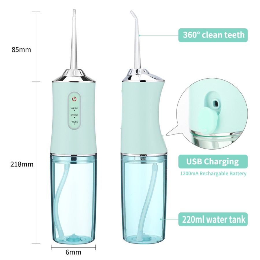 Flushing Dental Portable Oral Irrigator Water Dental Floss USB 360° Flushing Gigi