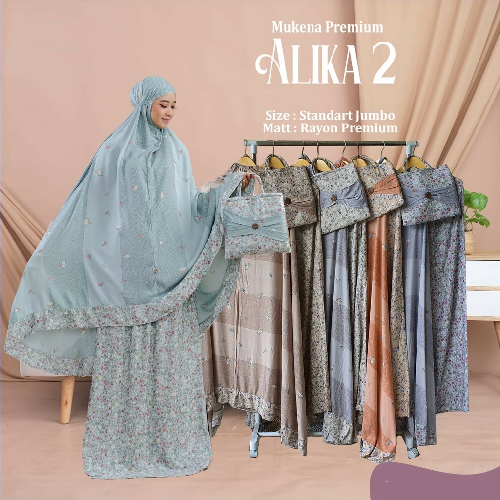 Ezpata Mukena Dewasa Premium Alika 2 Bahan Rayon Premium Standart Jumbo Rempel Motif Bunga Kekinian