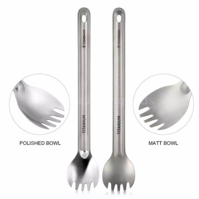 Tomshoo titanium long handle spork sendok Ultralight portable outdoor camping