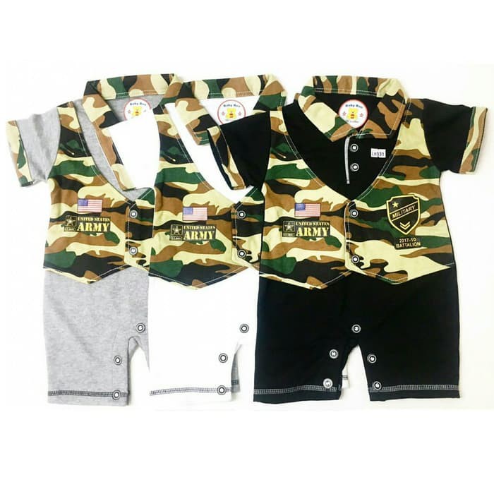Murah  Baju Bayi Romper Jumper Bayi Laki-Laki Army Loreng