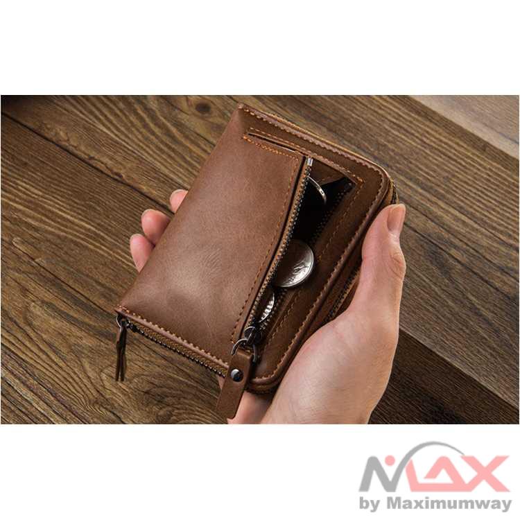 Baellerry 100% ORIGINAL Dompet Pria Bahan Kulit keren ORIGINAL Genuine keren exclusive dompet cowok Baellerry Casual Men's Zipper Short Wallet Europe Multi-function Card Holder Cross vertical Section Vintage Luxury Theft Protect