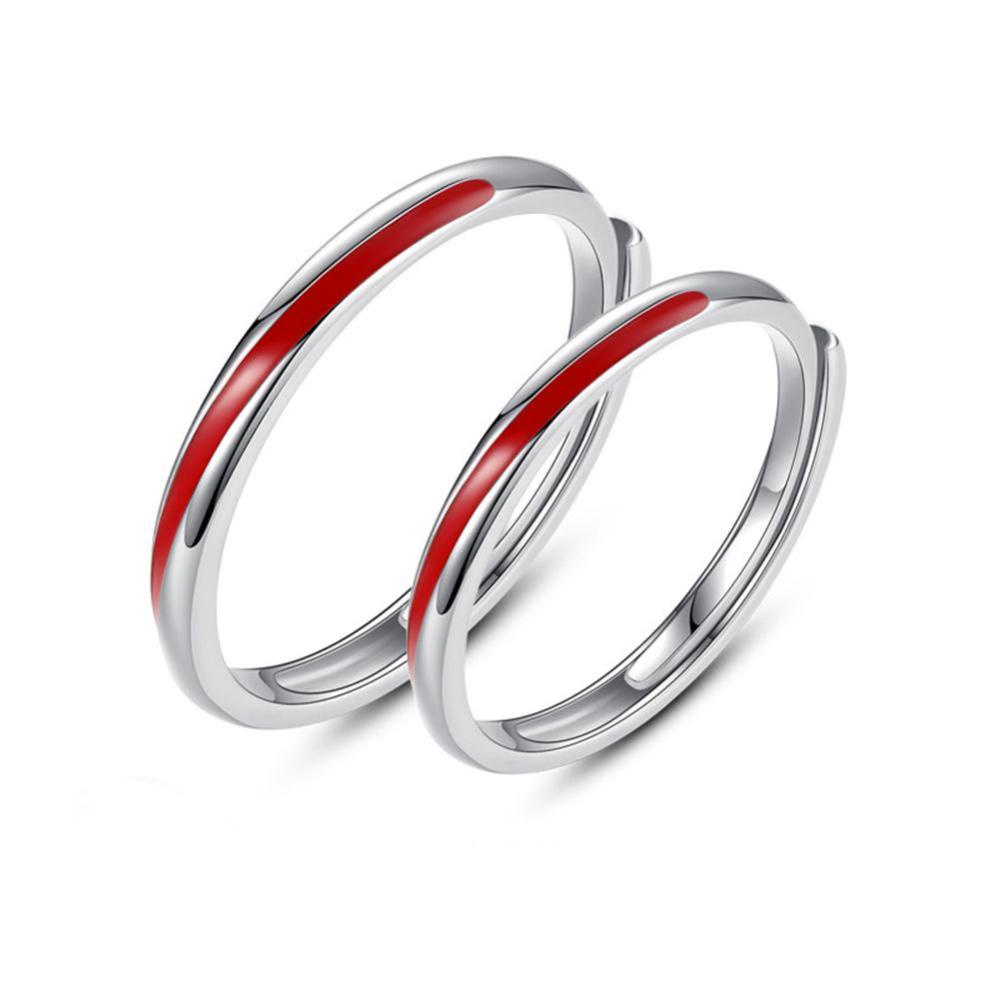 Timekey Cincin Pasangan / Pria / Wanita Desain Strip Mobius Merah Adjustable Untuk Hadiah Valentine A1K6