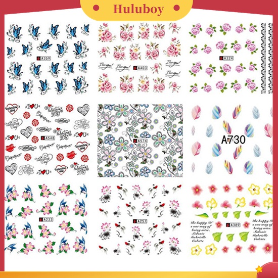 Huluboy Huluboy♡ 50 Lembar Stiker Decal Transfer Air Motif Bunga Untuk Dekorasi Manicure DIY