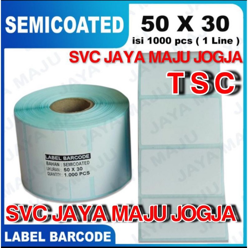 

[ TSC ] 50 X 30 - 1 LINE SEMICOATED - FACE OUT - ISI 1.000 PCS || CORE 1" || LABEL BARCODE THERMAL TRANSFER PAKAI RIBBON - APOTEK APOTIK LABORATORIUM RESEP OBAT RS || 50X30 - TTP244PRO TTP244 PRO TTP 244PRO TTP 244 PRO TTP542 TTP 542