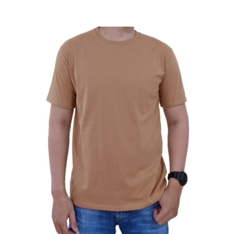 KAOS POLOS LENGAN PENDEK / COTTON COMBED 24S / KAOS UNISEX-COKLAT SUSU