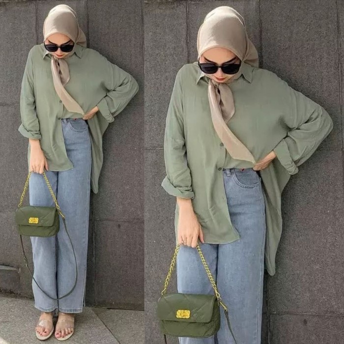 PC- KEMEJA WANDA HIJAU MINT [Baju Atasan Wanita 0121] VDK -PC