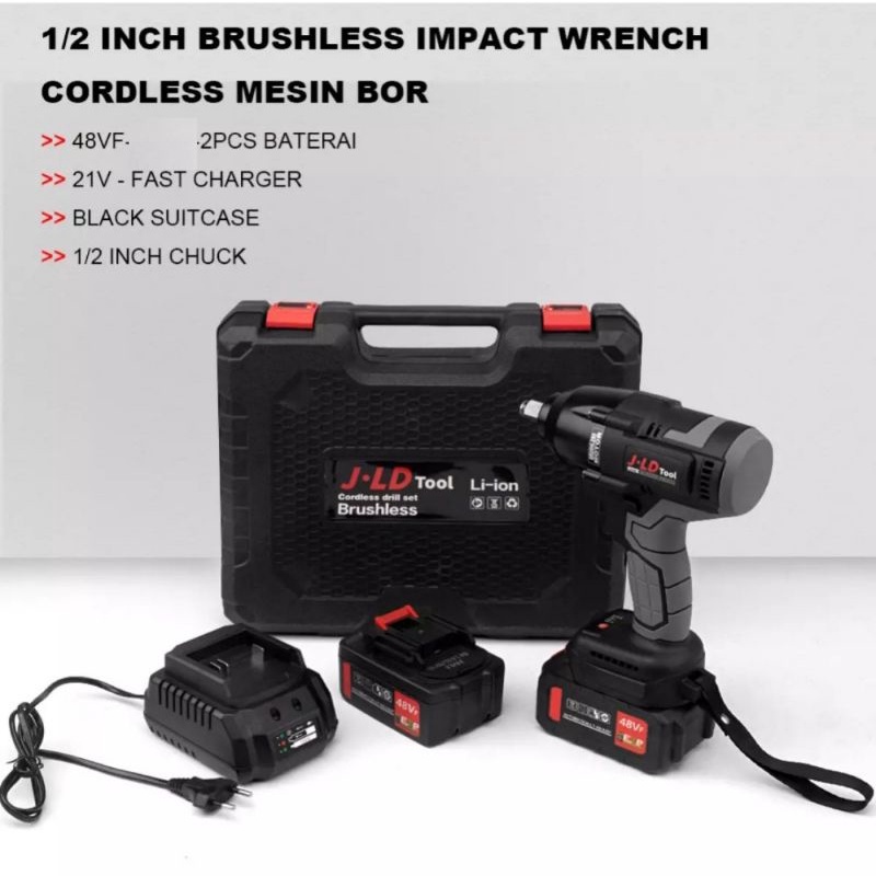 Bor Cordless Impact Wrench JLD TOOL JV88 88F Mesin Bor Buka Baut Truk 550NM JLD j-88f Torsi Besar Tr
