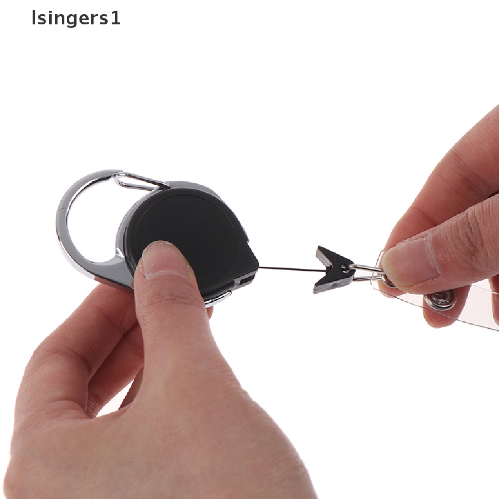 (lsingers1) 1pc Klip Carabiner Holder Kartu ID / Kunci Retractable