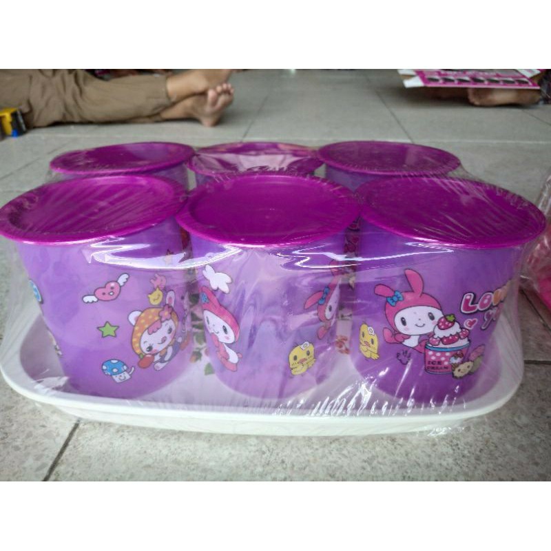 Toples Plastik Set 6 Pcs Nampan Anti Pecah Tempat Penyimpanan Makanan