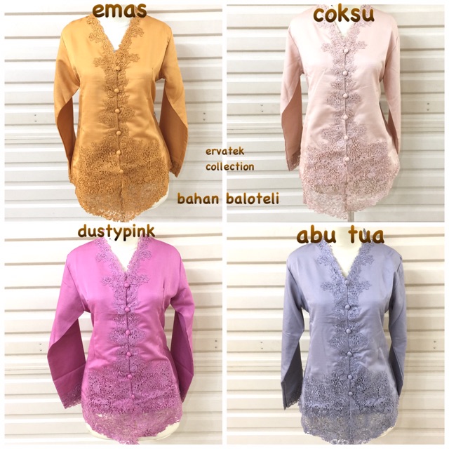 Kebaya Encim Balotelli KE11 Bordir Renda Polos / Senada Tangan Panjang / Kebaya Kartini Atasan-2