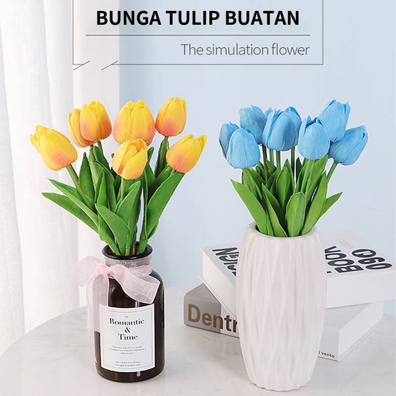 Artificial Tulip Latex  Palsu  Dekorasi Hiasan Rumah Artifisial  Tanaman Bunga tulip buatan