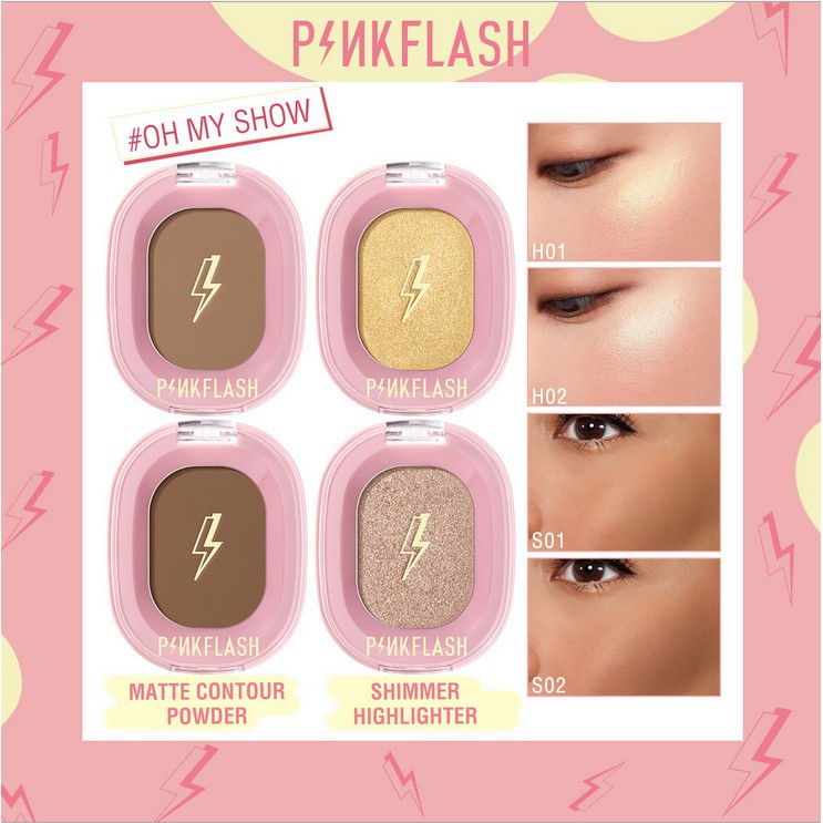 (READY &amp; ORI) Pinkflash Shimmer Highlighter &amp; Matte pink flash Countour Powder F02 F 02