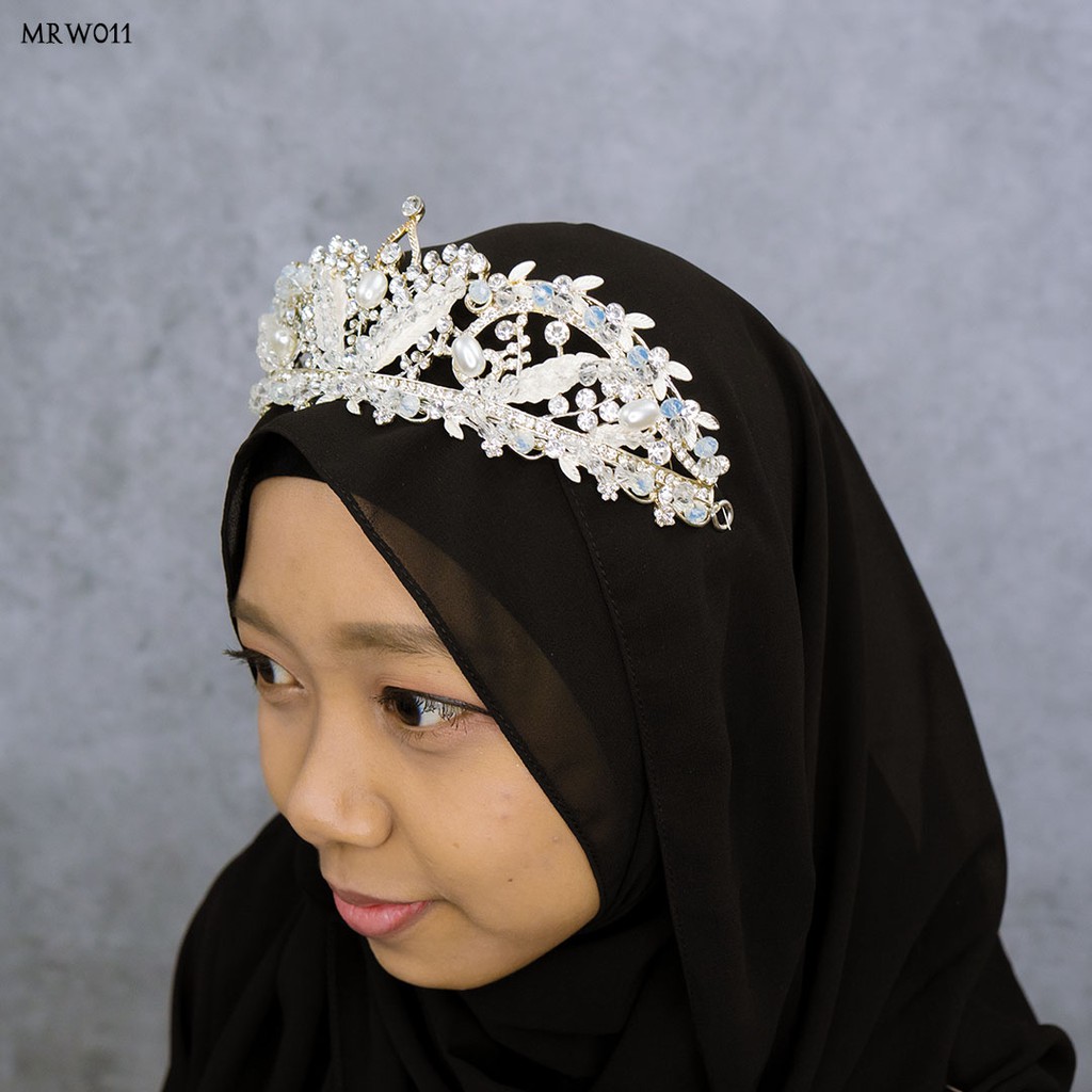 [STOCK TERBATAS] MAHKOTA HIJAB PESTA BRIDAL AKSESORIS WANITA SILVER MRW011