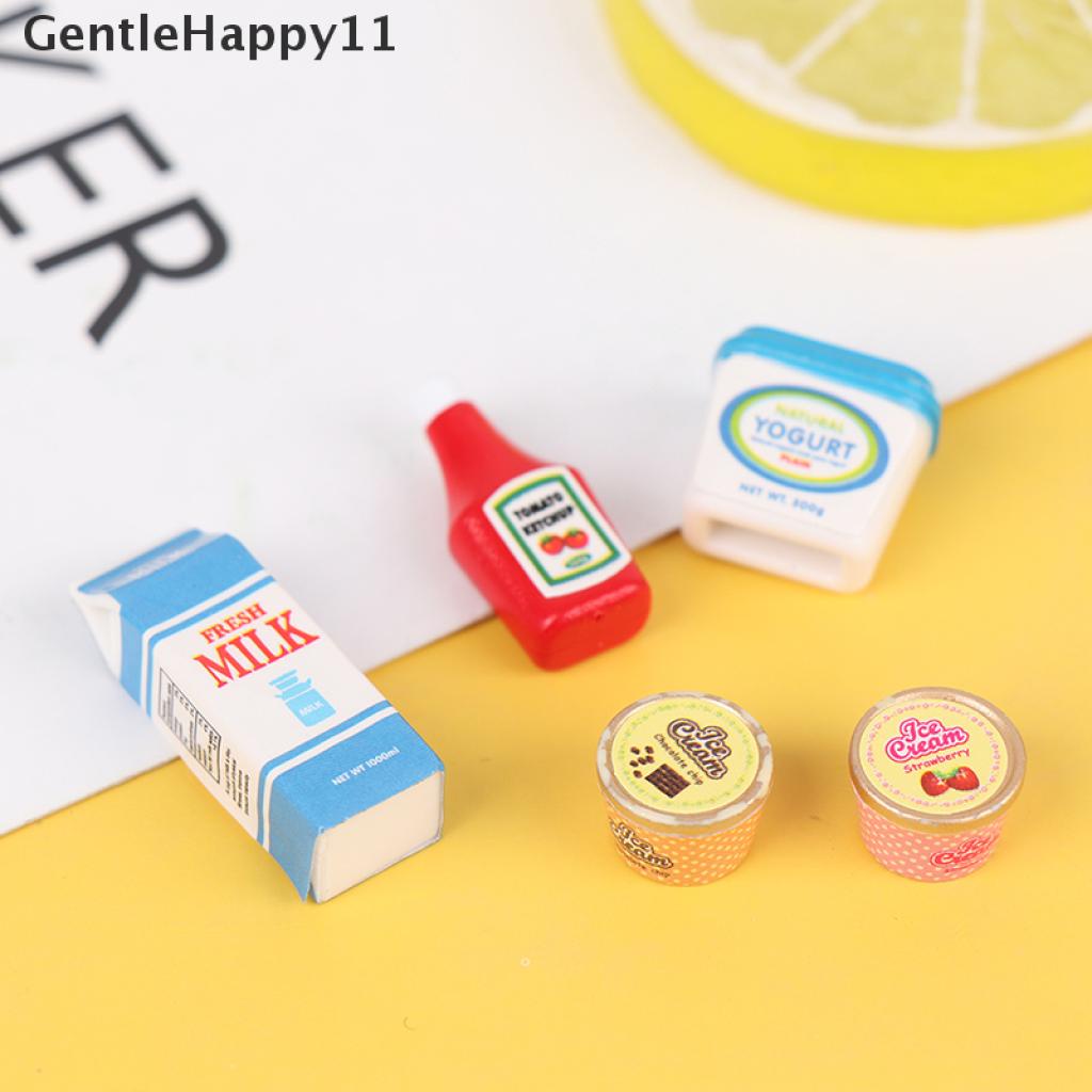 Gentlehappy 5Pcs / Set Mainan Miniatur Saus Tomat / Yogurt / Es Krim Untuk Aksesoris Rumah Boneka