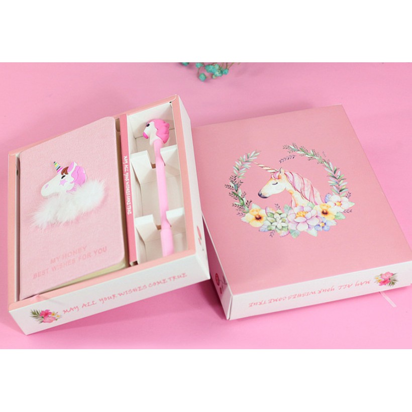 Set Buku Notes Notebook UNICORN dan FLAMINGO / Notes Buku FLAMINGO UNICORN / Buku Tulis Diary UNICORN + Bolpoin UNICORN / Set Buku Diary FLAMINGO