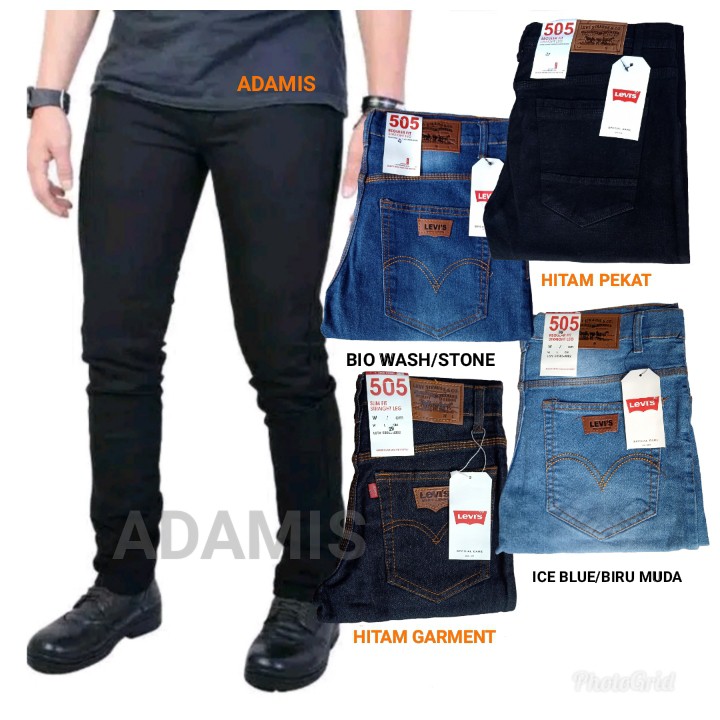 Plain Black Pekat Long Pants Jeans Celana Panjang Streetch Ngaret Karet Bagus Denin Melar