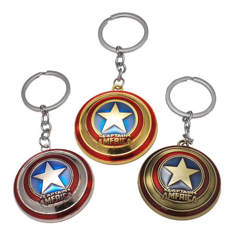 1pc Gantungan Kunci Bentuk Perisai Captain America Bahan Alloy