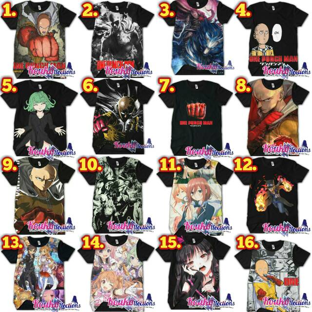 KAOS ANIME 3D ONE PUNCH MAN SAITAMA MIKU KIZUNA AI SAO FULLPRINT pakaian pria dan wanita ,BAJU ANIME