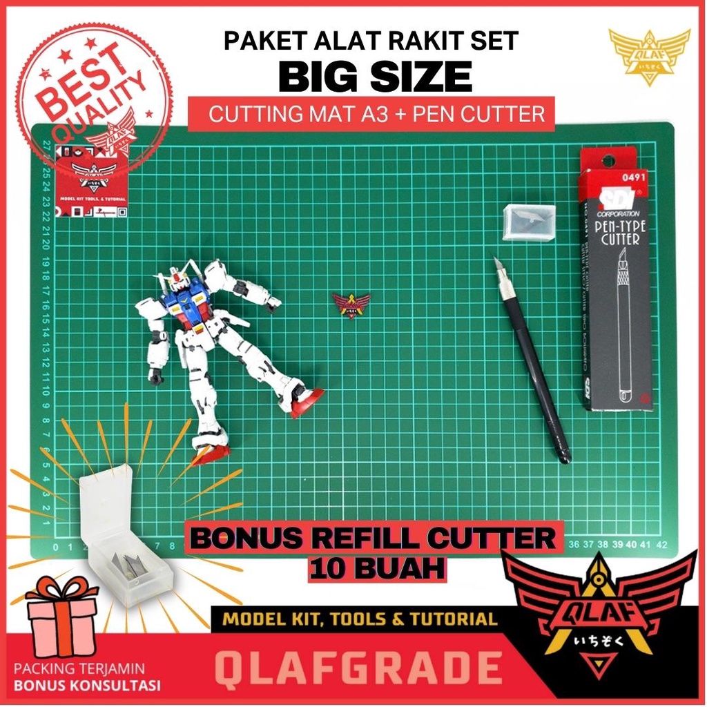 

Cutting Mat A3 & Pen Cutter - Alas Potong Gundam Paket Set Hemat
