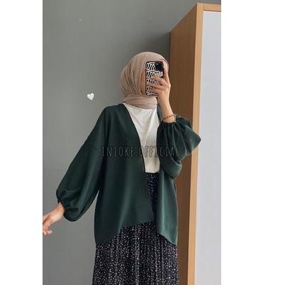 Terbagus.. kiyowo outer balon hijau botol / outer korean / outer wanita all size
