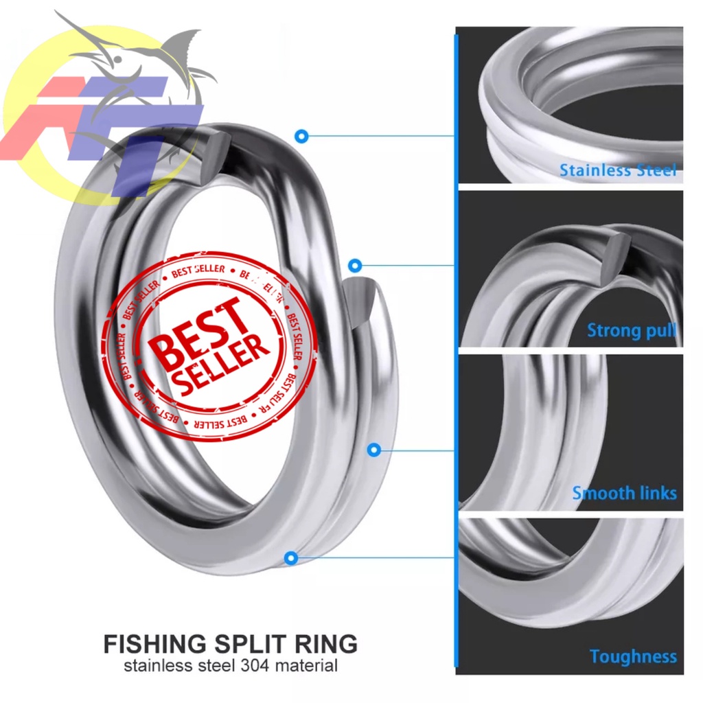 SPLIT RING ( 10 pcs ) stanless steel MODEL GEPENG PRESS HD FLATTED LURE JIG MINNOW SPINNER POPPER AK