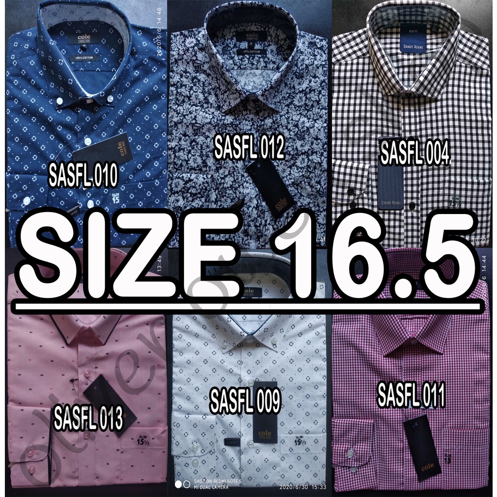 Kemeja Slim Fit Lengan Panjang Merek Stanley Adams Size 16.5