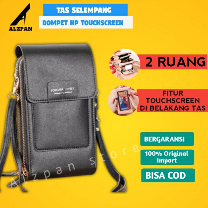 tas dompet crossbody touchable hp handphone phone bag transparan layar sentuh wanita selempang d1